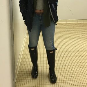 ** practically new Tall black shiny Hunter boots